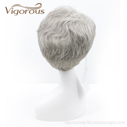 Vigorous Brazilian Cuticle Aligned Straight With Bang Short Ombre Silver Vendors Pixie Wig For Women Hair